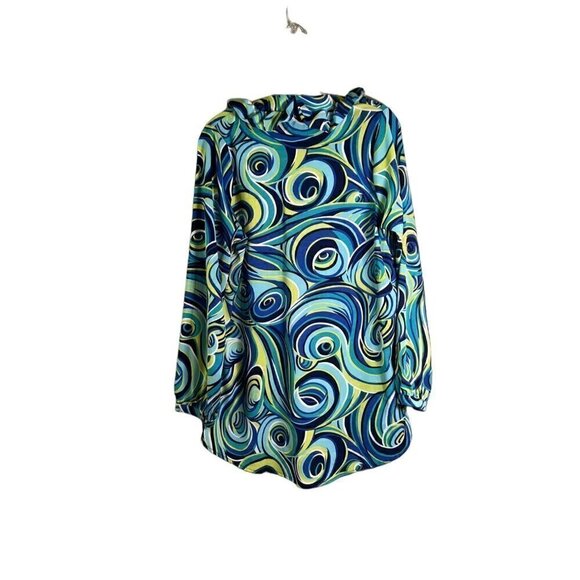 NWT Buckhead Betties Green & Blue Swirl Pattern Shift Blouse Size Large - Picture 7 of 11